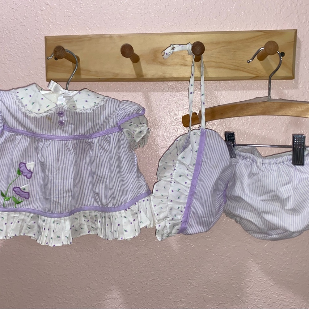 VINTAGE Baby Dress, bonnet, & bloomers